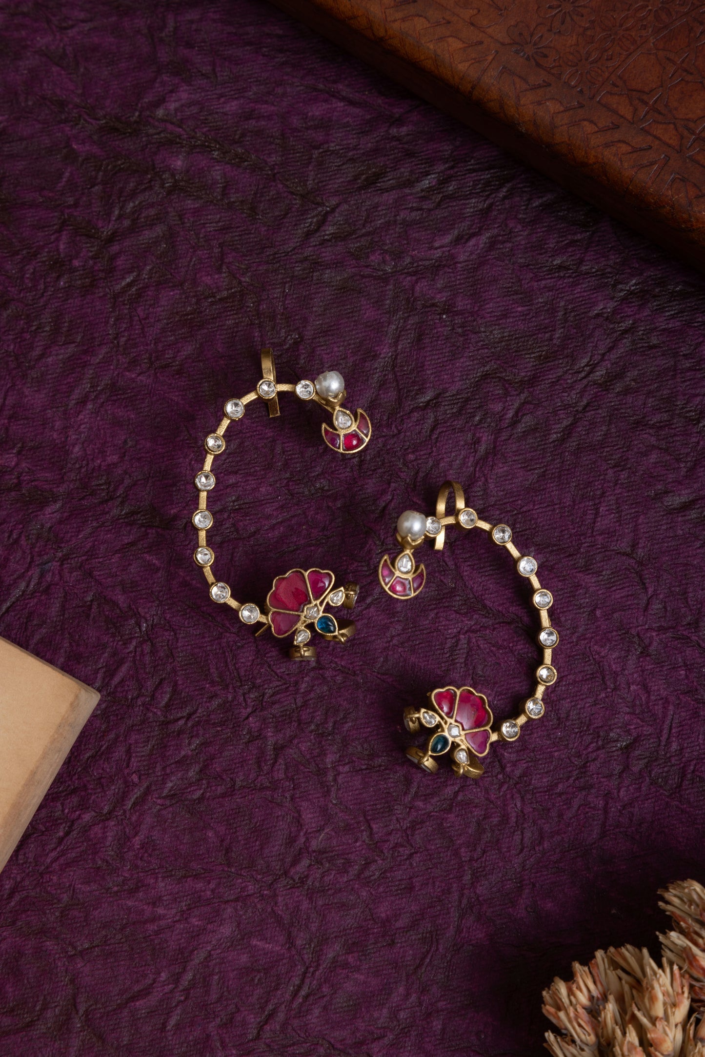 Angel Peacock gold earcuff