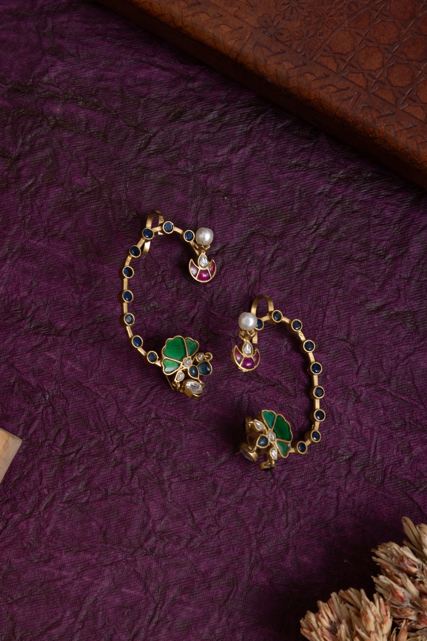 Angel Peacock gold earcuff