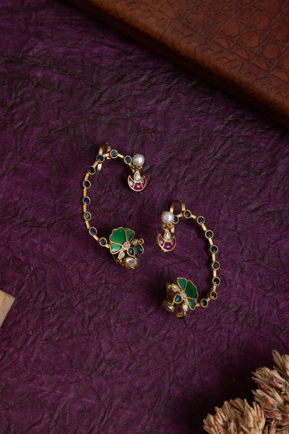 Angel Peacock gold earcuff