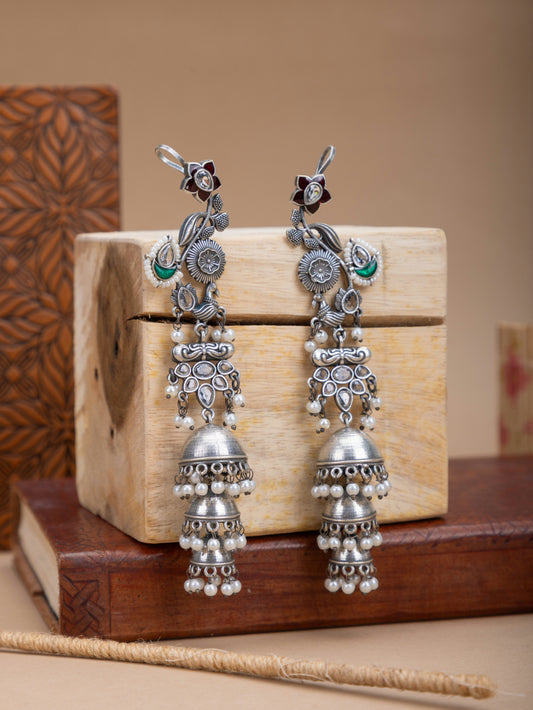 Silver jhumki earcuffs