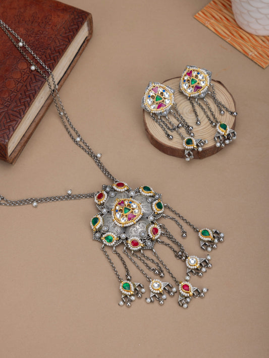 Pachi kundan necklace