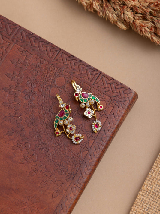 Pachi kundan Peacock bugadi earcuff