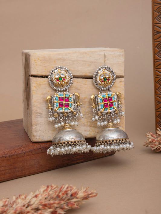 Pachi kundan jhumka