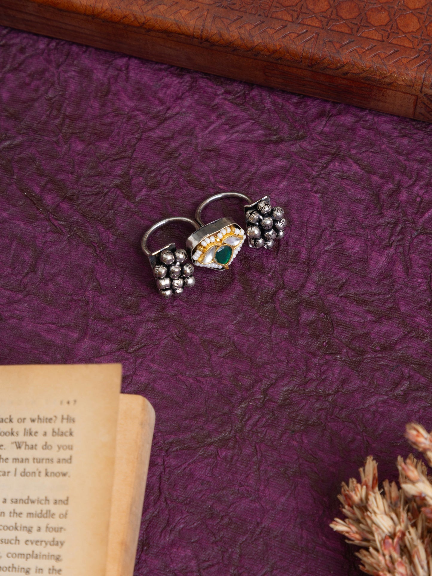 Bubble dual silver ring