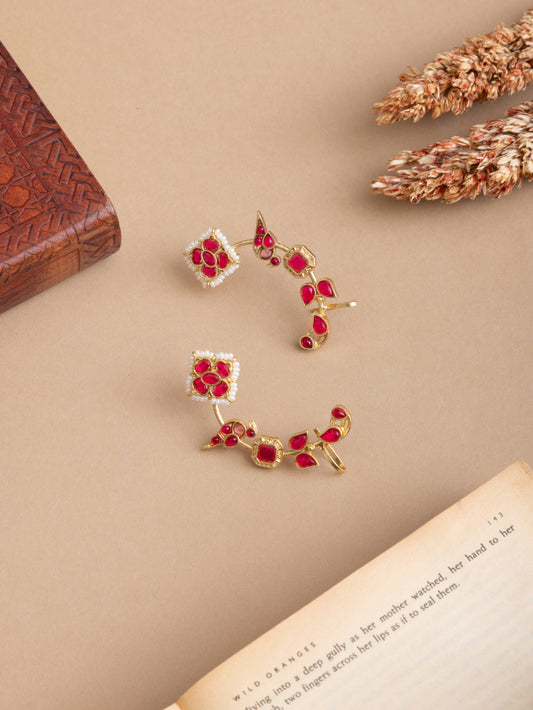 Peacock gold earcuff