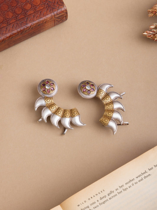 Flora silver & gold earcuff