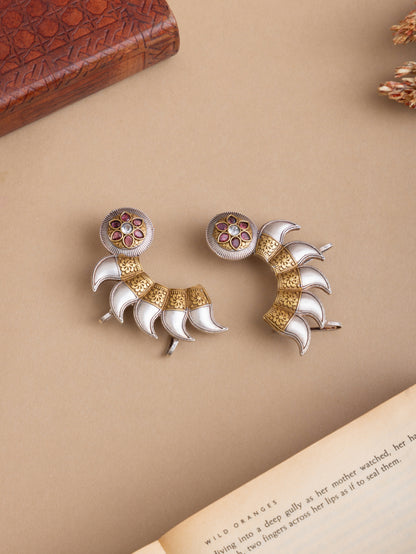 Flora silver & gold earcuff