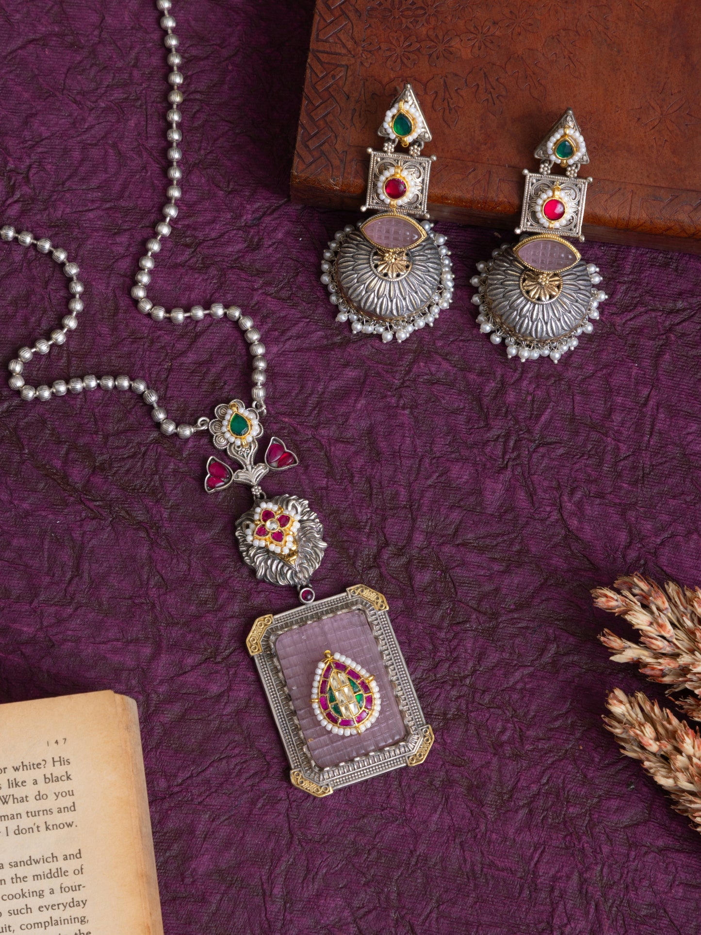 Saanjh premium fusion kundan necklace