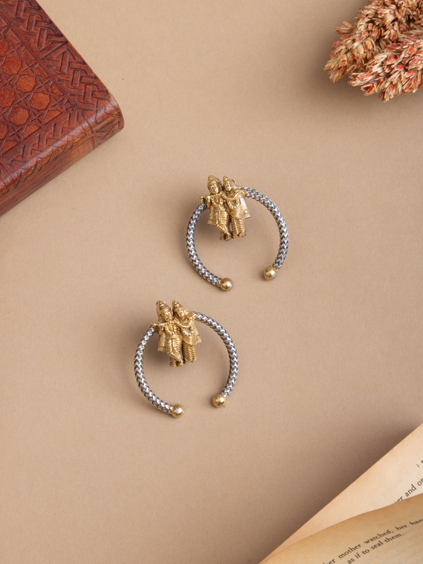 Dual tone radha krishna studs