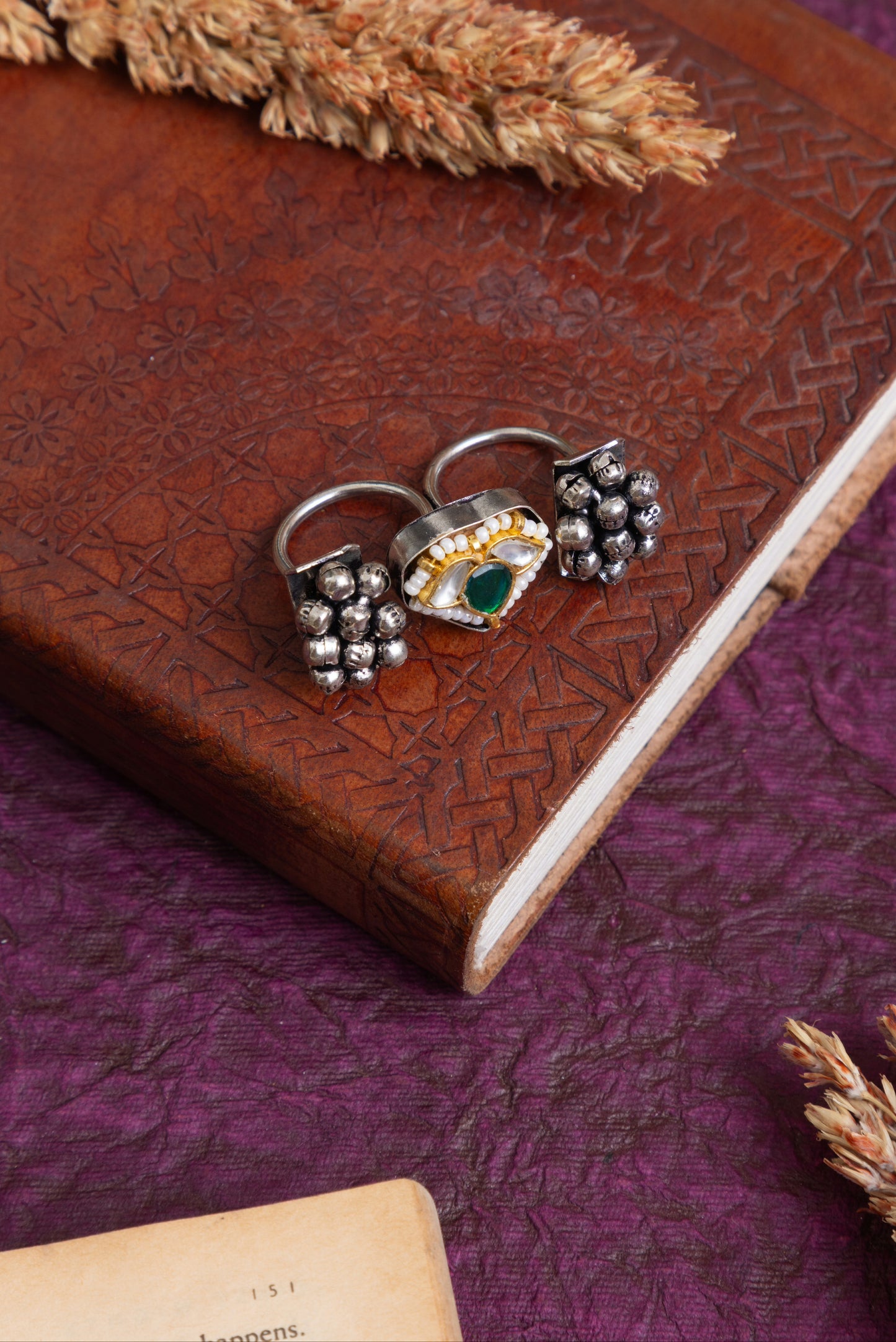 Bubble dual silver ring