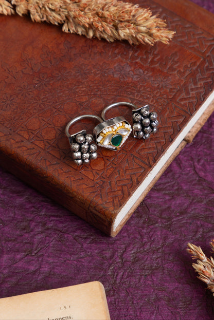 Bubble dual silver ring
