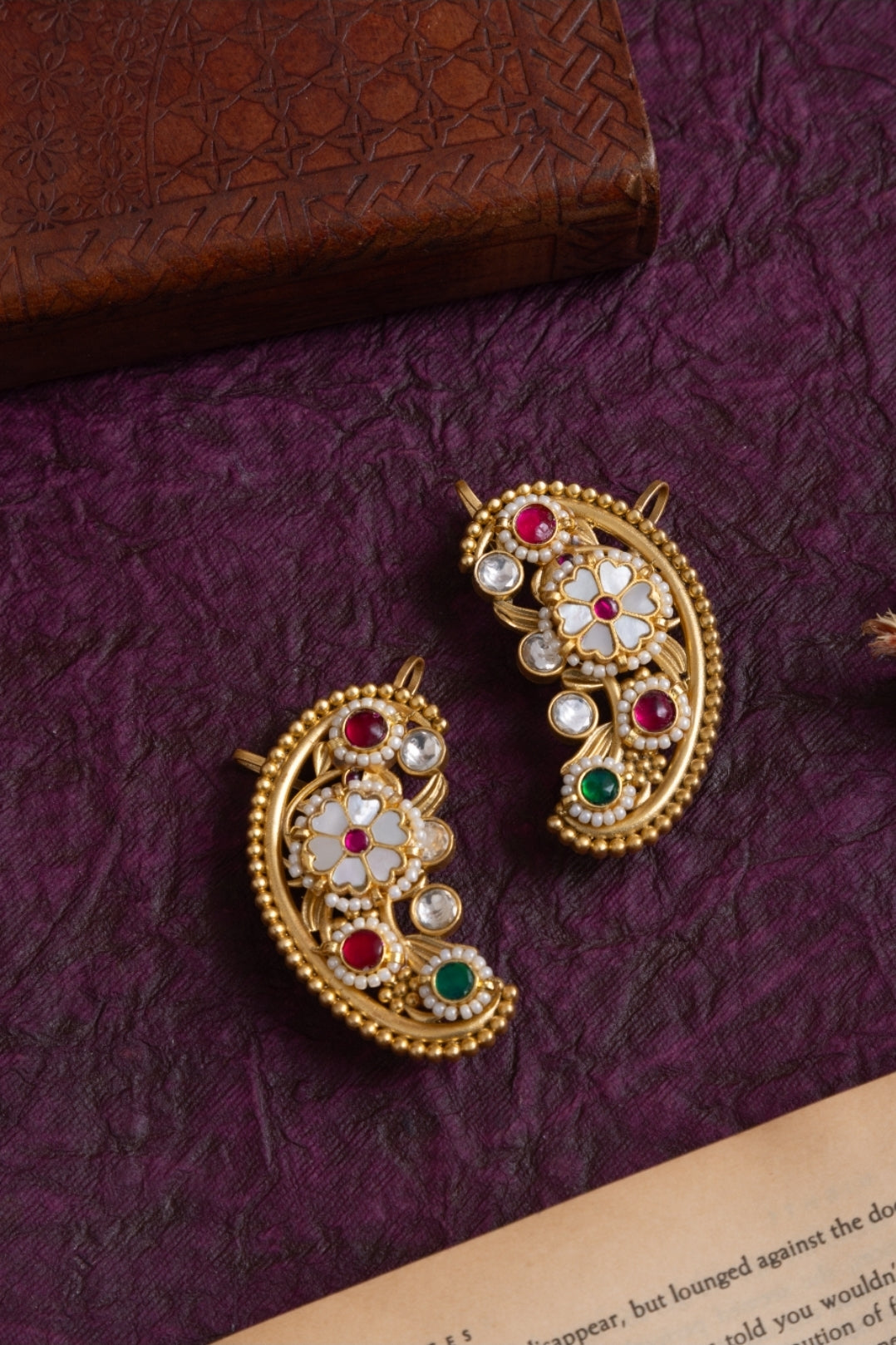 Anita pachi kundan gold earcuffs