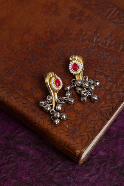 SAYALI handcrafted Fusion pachi kundan ghunghroo necklace