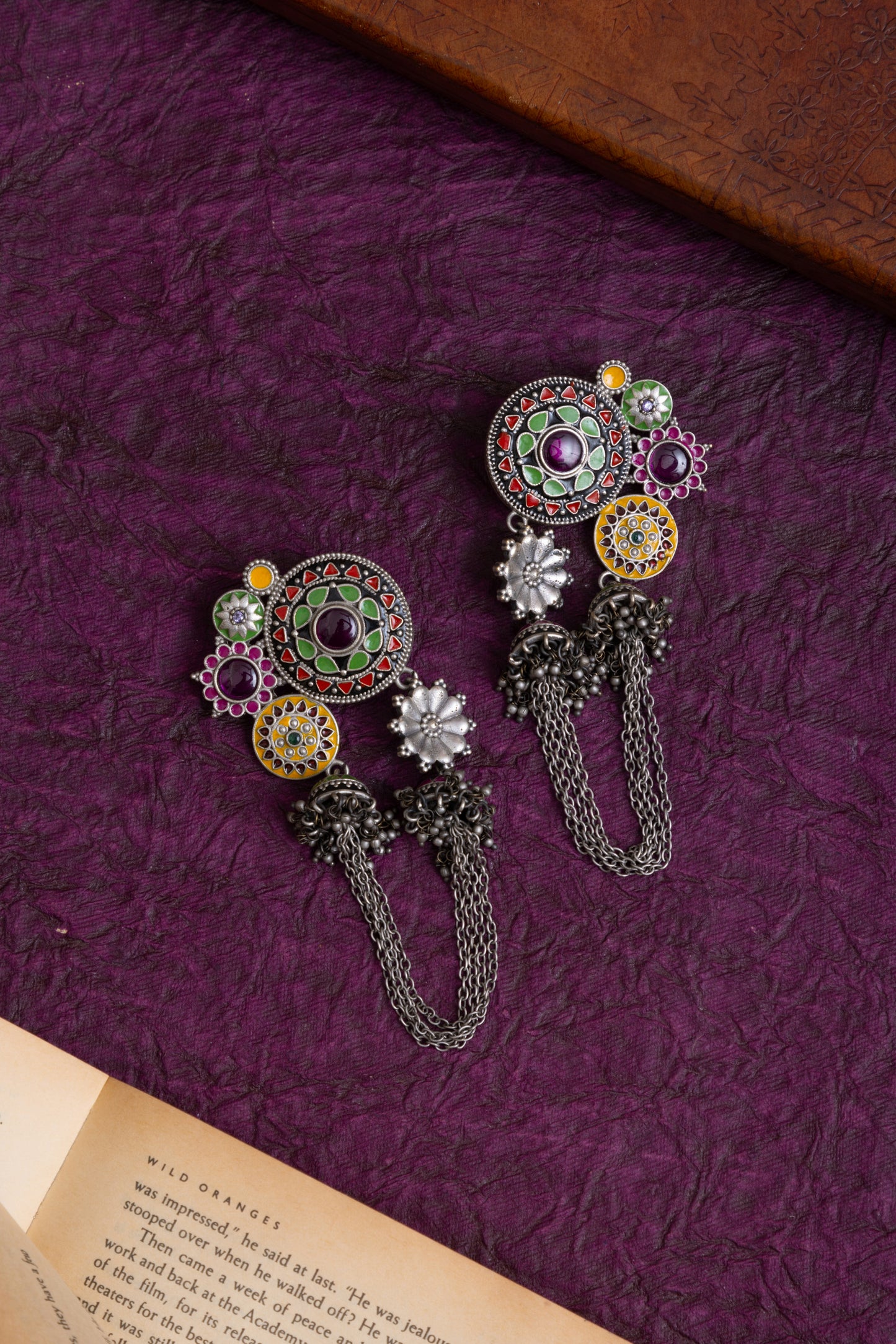 Richa tribal enamel meenakari antique earrings