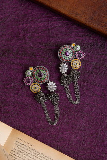 Richa tribal enamel meenakari antique earrings