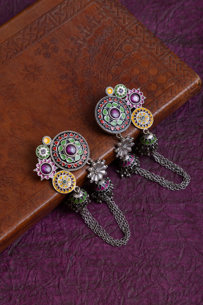 Richa tribal enamel meenakari antique earrings