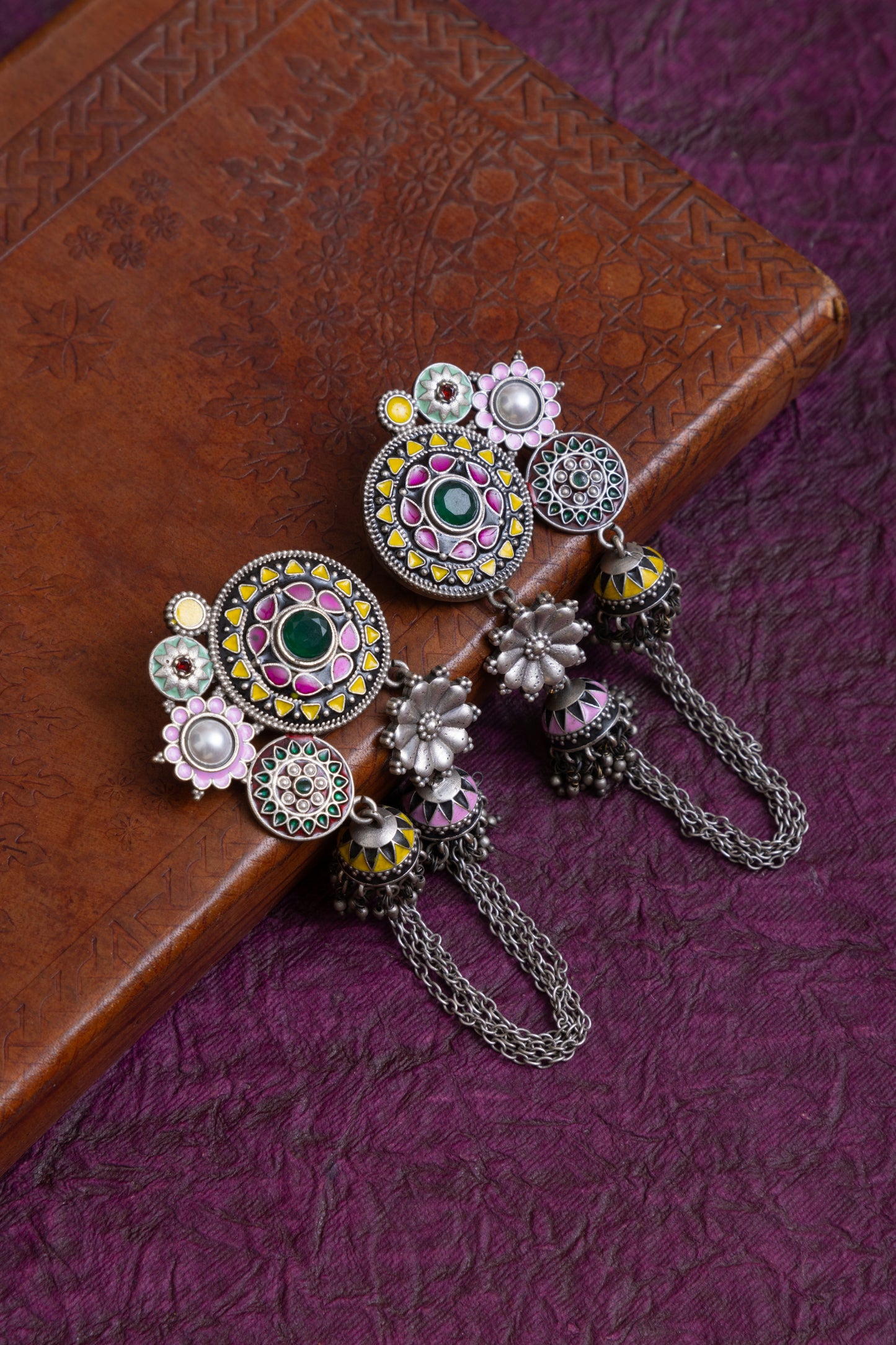 Richa tribal enamel meenakari antique earrings