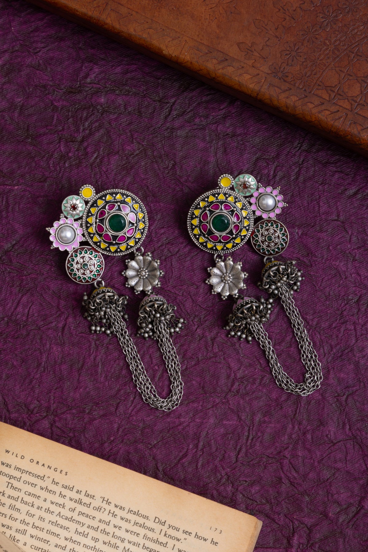 Richa tribal enamel meenakari antique earrings