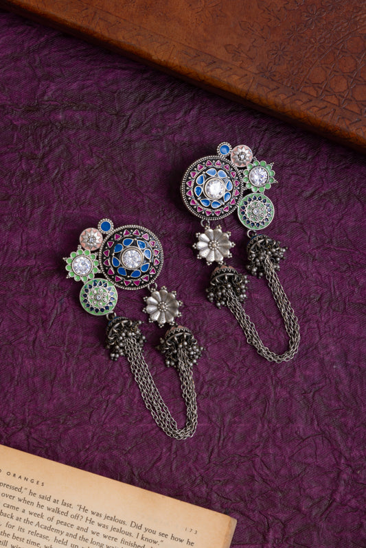 Richa tribal enamel meenakari antique earrings