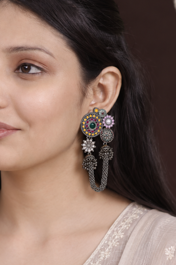 Richa tribal enamel meenakari antique earrings