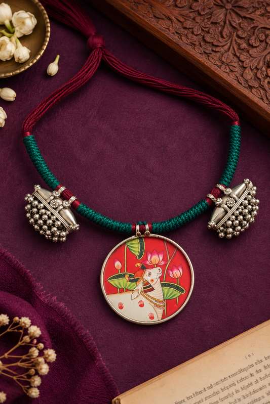 Pichwait art antique thread necklace/choker