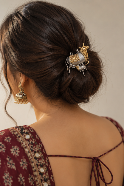 Raval fusion two tone nandi hair pin