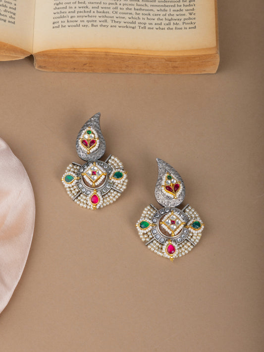 Pachi kundan pearl danglers
