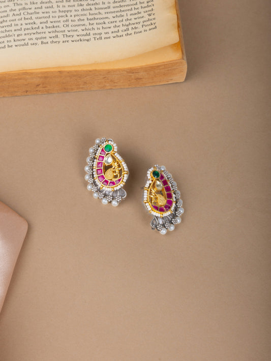 Peacock kundan studs