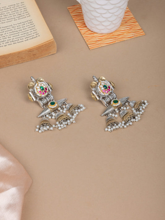 Three jhumki kundan danglers