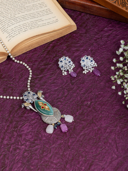 Sana Parrot dual tone necklace