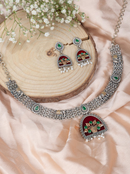 Tulsi dual tone necklace