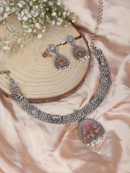 Tulsi dual tone necklace