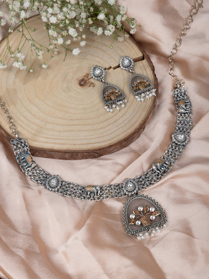 Tulsi dual tone necklace
