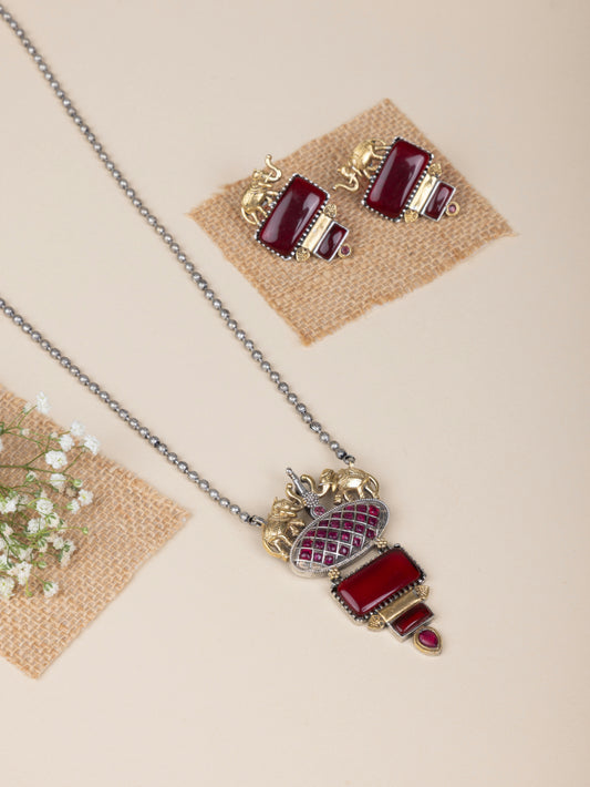 Fusion dual tone elephant necklace  🐘