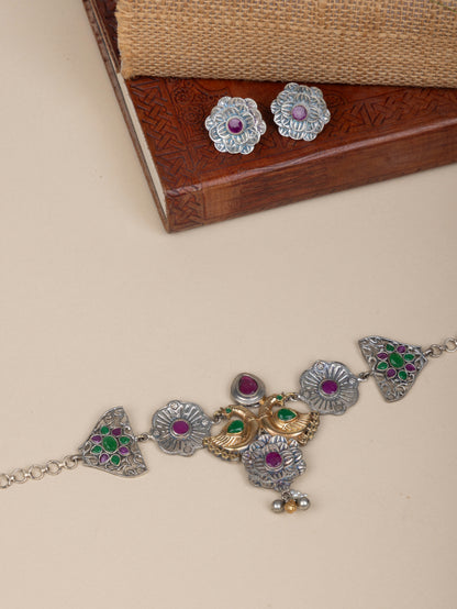 Vedika Peacock dual tone choker