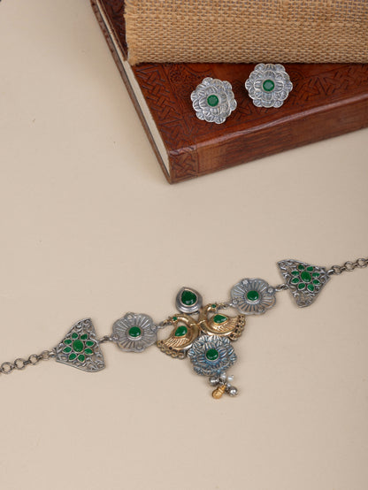 Vedika Peacock dual tone choker