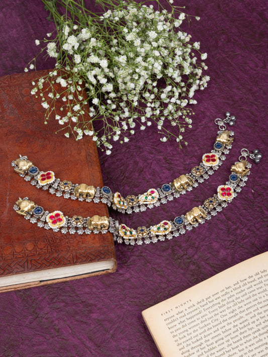 Charvi Pachi kundan elephant payal