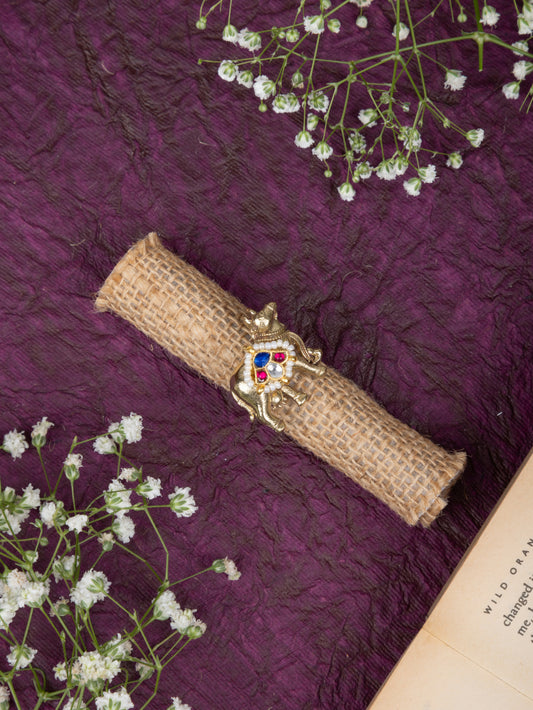 Pachi kundan nandi ring