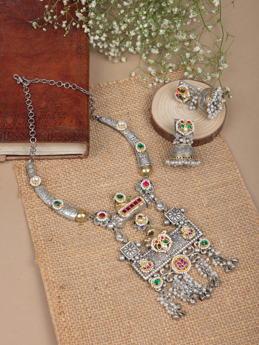 Pachi kundan Peacock necklace