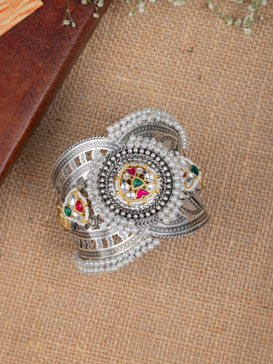 Pachi kundan silver handcuff
