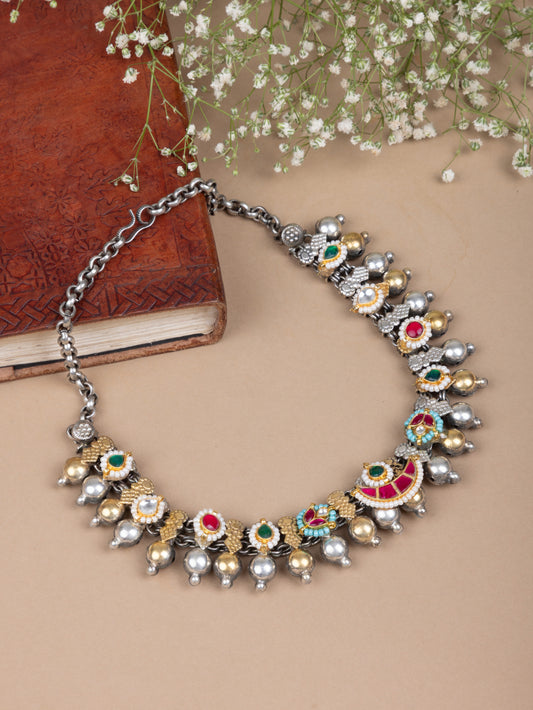 Dual tone pachi kundan choker