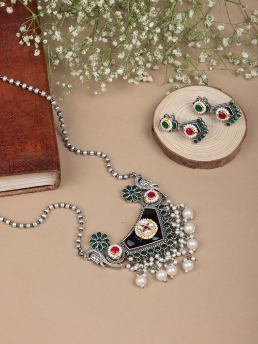 Pachi kundan Peacock necklace