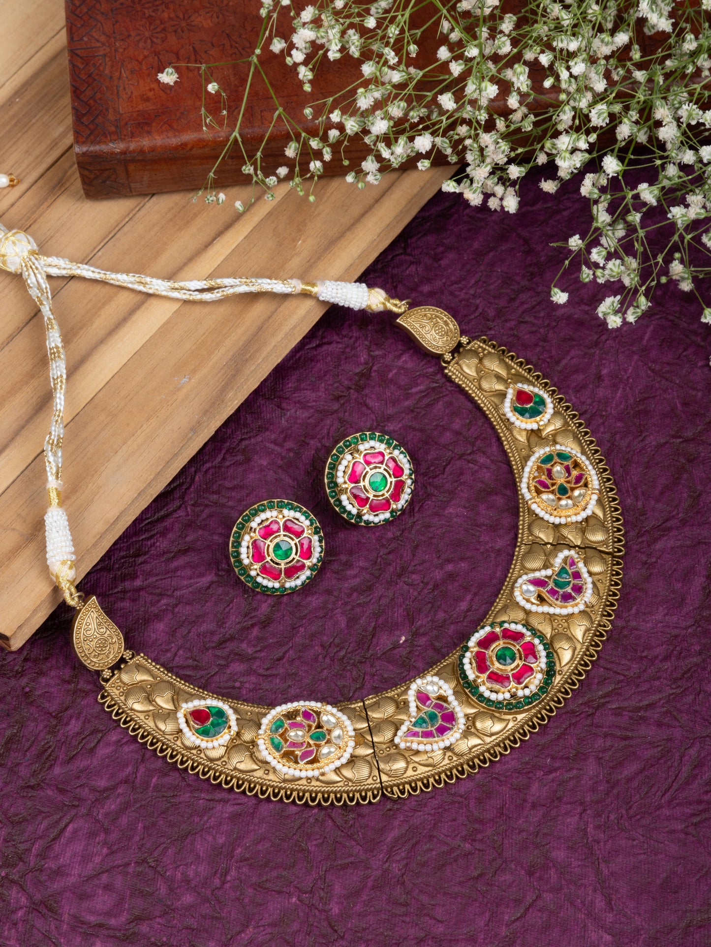 Pachi kundan heritage gold hasli