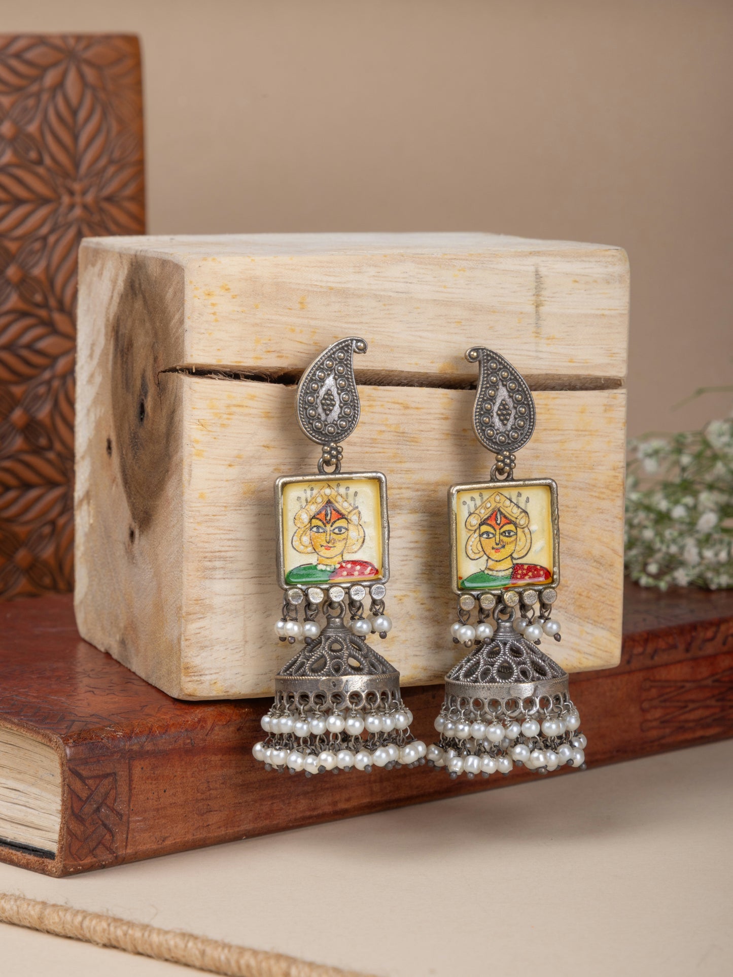 Pichwai painted jhumkas