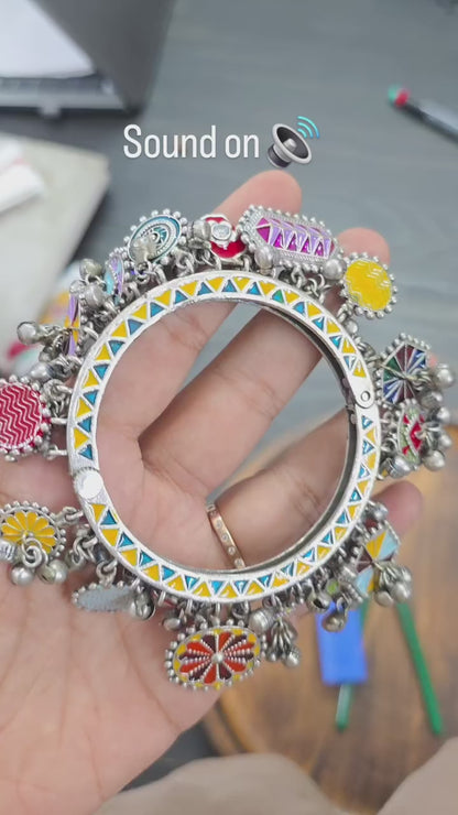 Komala silver lookalike german silver enamel bangle